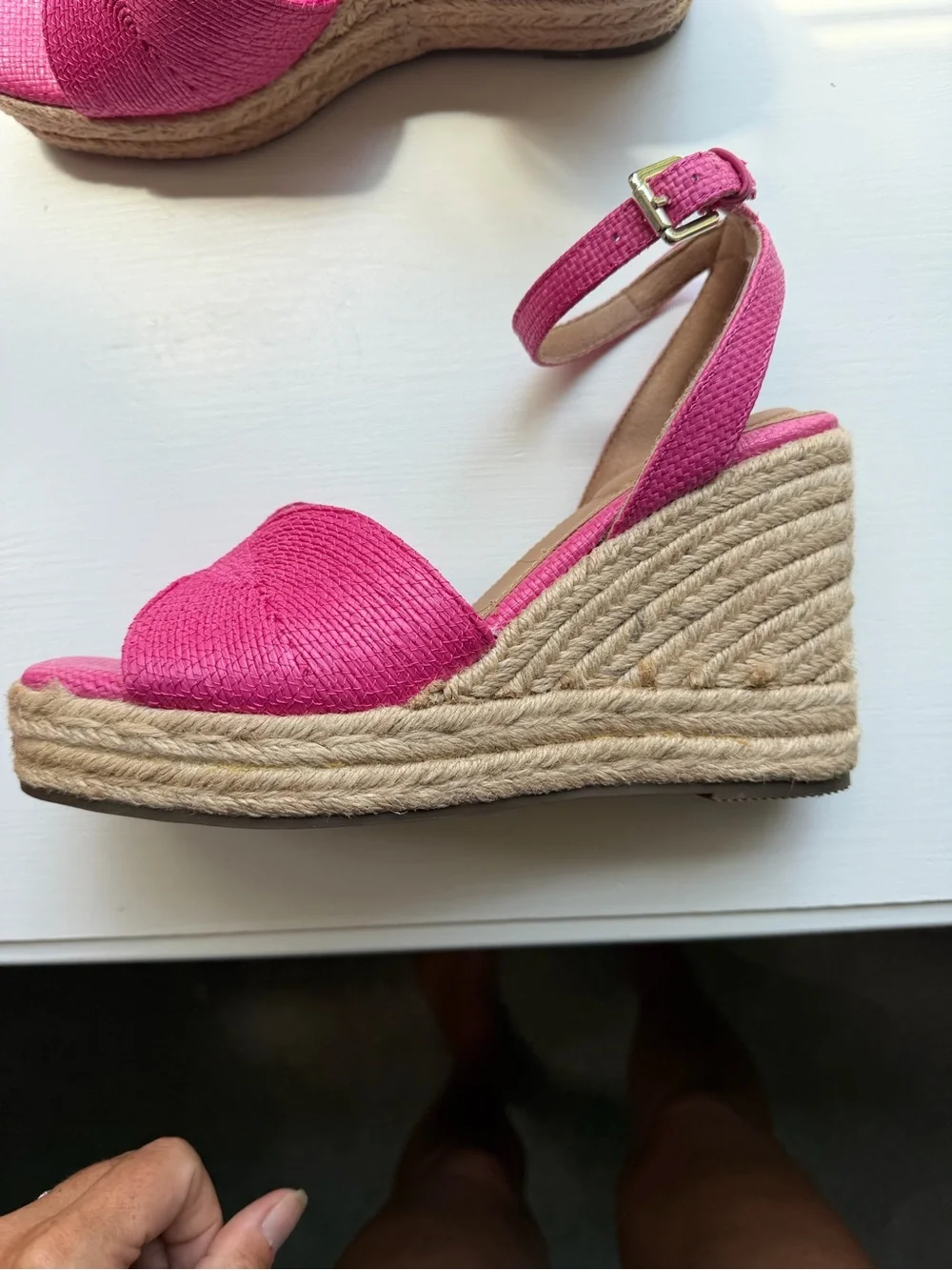 Kelly & Katie Fuchsia Wedge Sandals with Ankle Strap